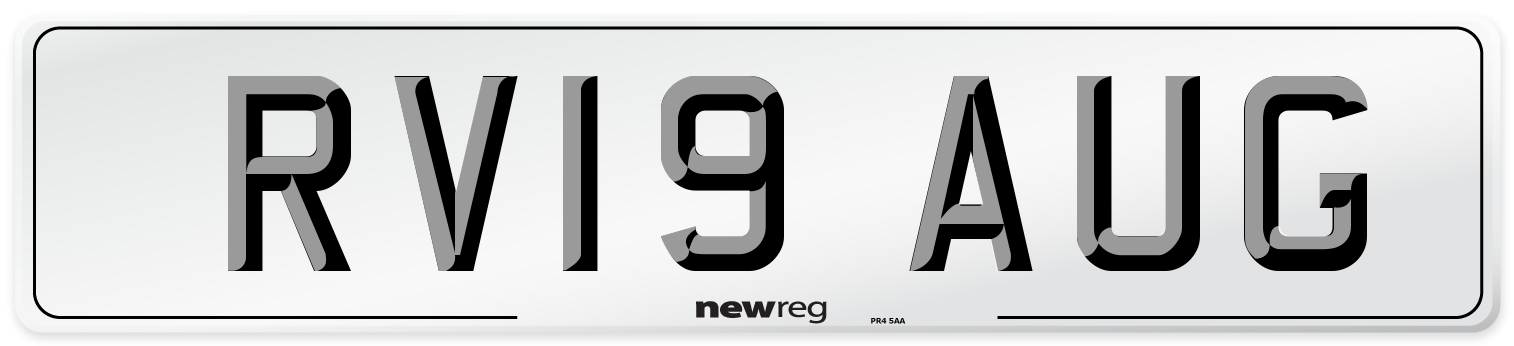 RV19 AUG Number Plate from New Reg